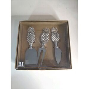 Cheese‎ Knife Set 3-piece Boston Warehouse Metal Pineapple Knife Fork NEW